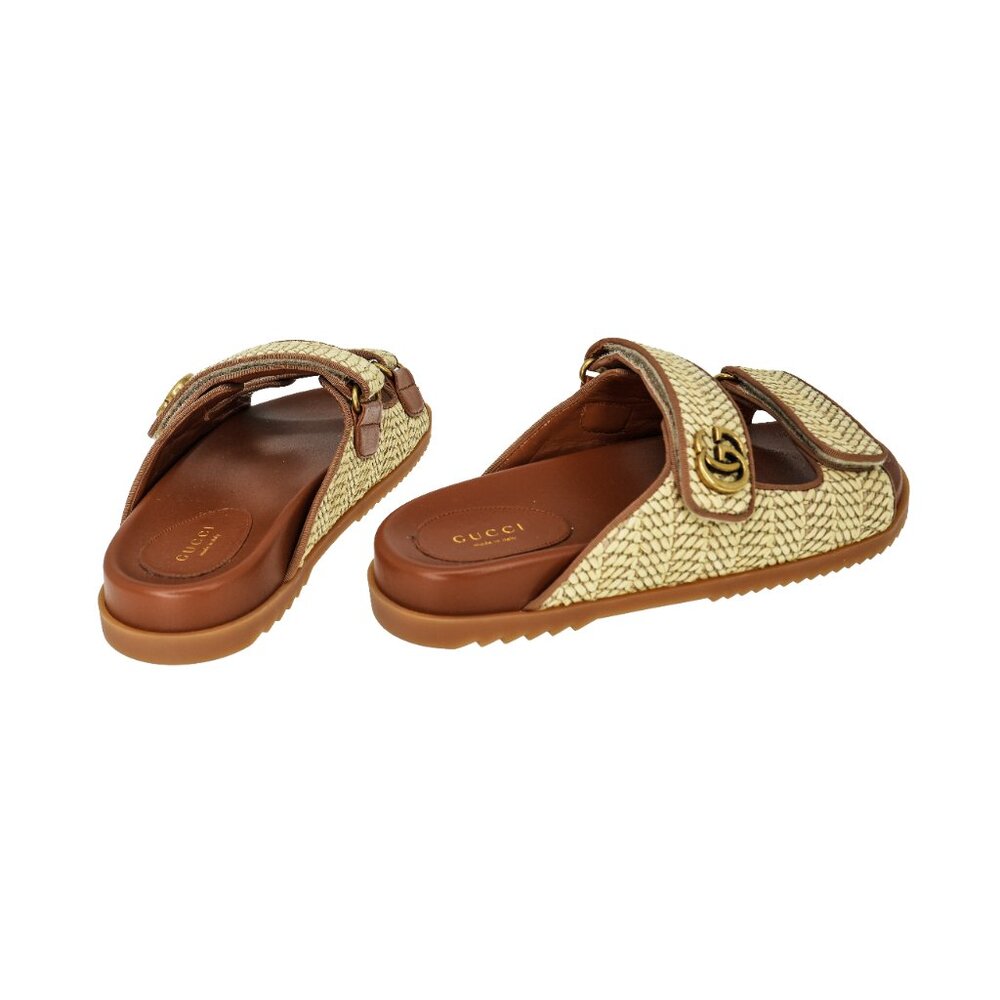 Gucci Moritz Raffia Slide Sandals - Picture 4 of 7